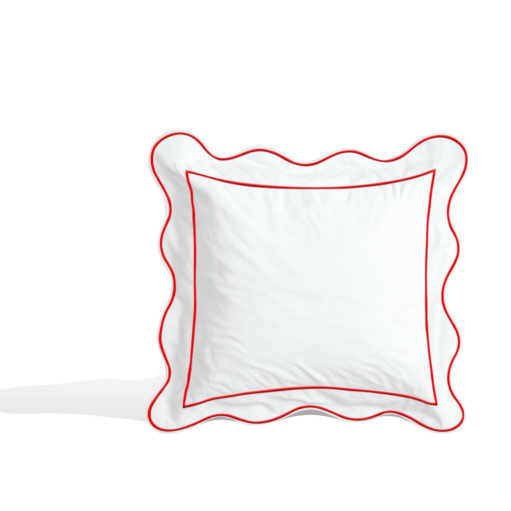 Monogram 400TC Cotton Scallop Embroidery & Border Sateen Solid Euro Sham - themonogram manor
