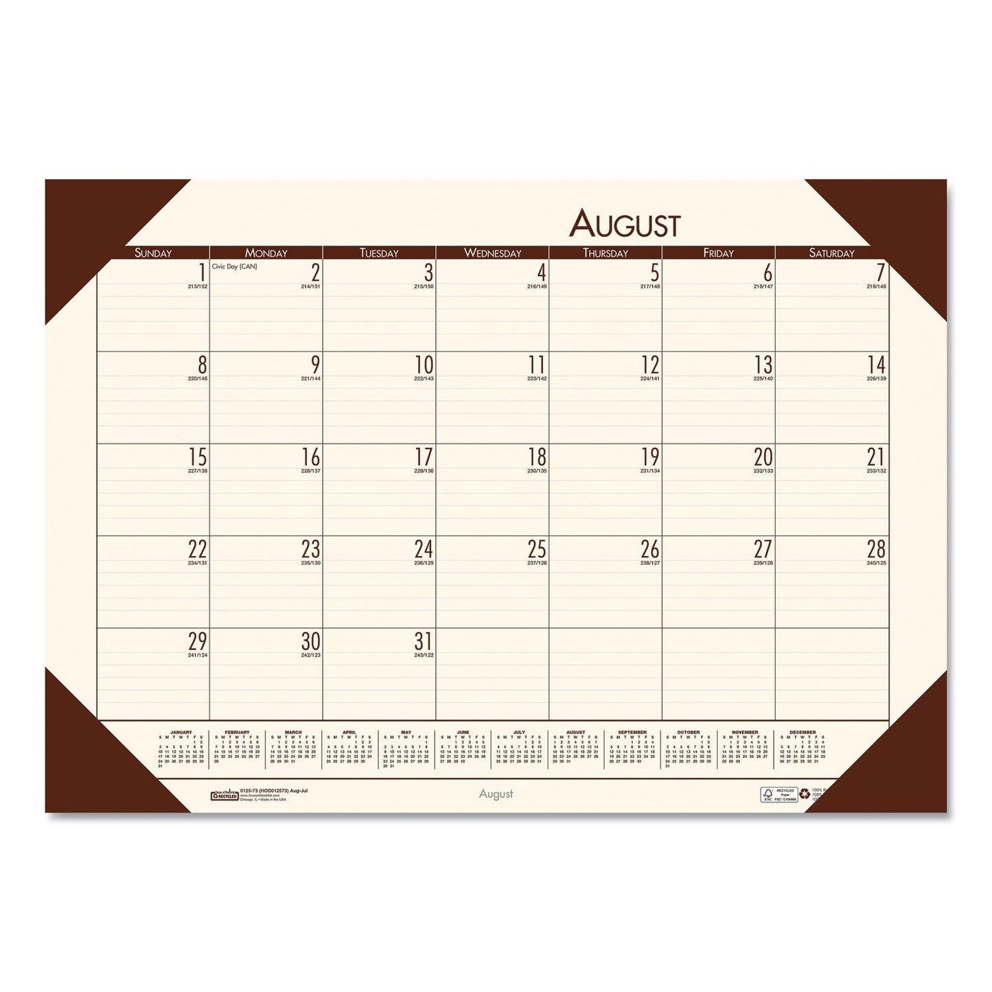 House of Doolittle EcoTones Recycled Academic Desk Pad Calendar, 18.5 x 13, Cream Sheets, Brown Corners, 12 - Month (Aug to July): 2022 to 2023 - themonogram manor