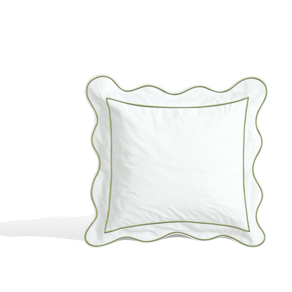 Monogram 400TC Cotton Scallop Embroidery & Border Sateen Solid Euro Sham - themonogram manor
