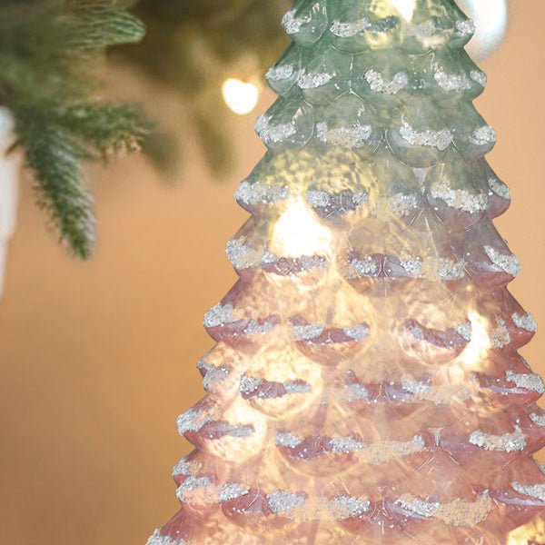 14" Lit Pink Glass Tabletop Tree - themonogram manor