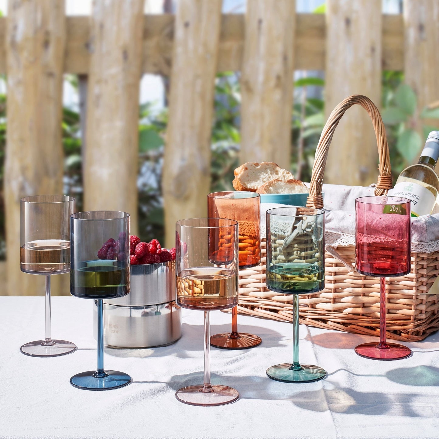 Tonal Acrylic Stemmed Square Wine Glassware, Set of 6 - themonogram manor