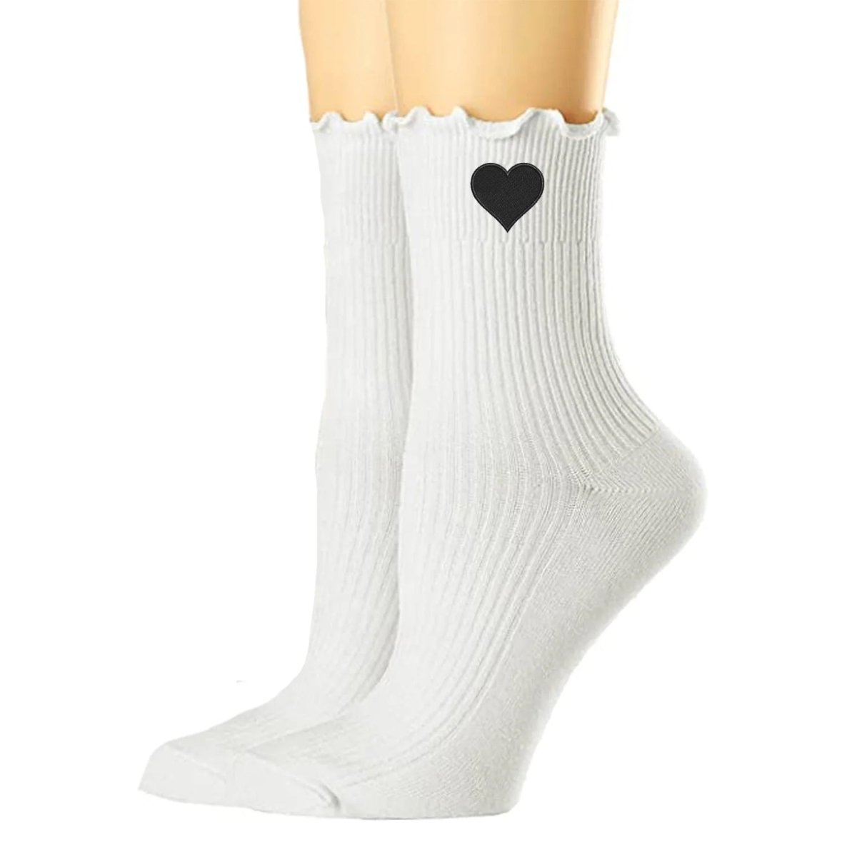 Embroidered Heart Ruffle Socks - themonogram manor