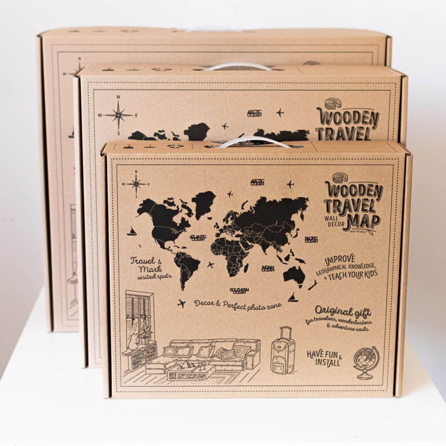 3D Luminous/Magnetic Colored Wooden World Map Mystery - themonogram manor