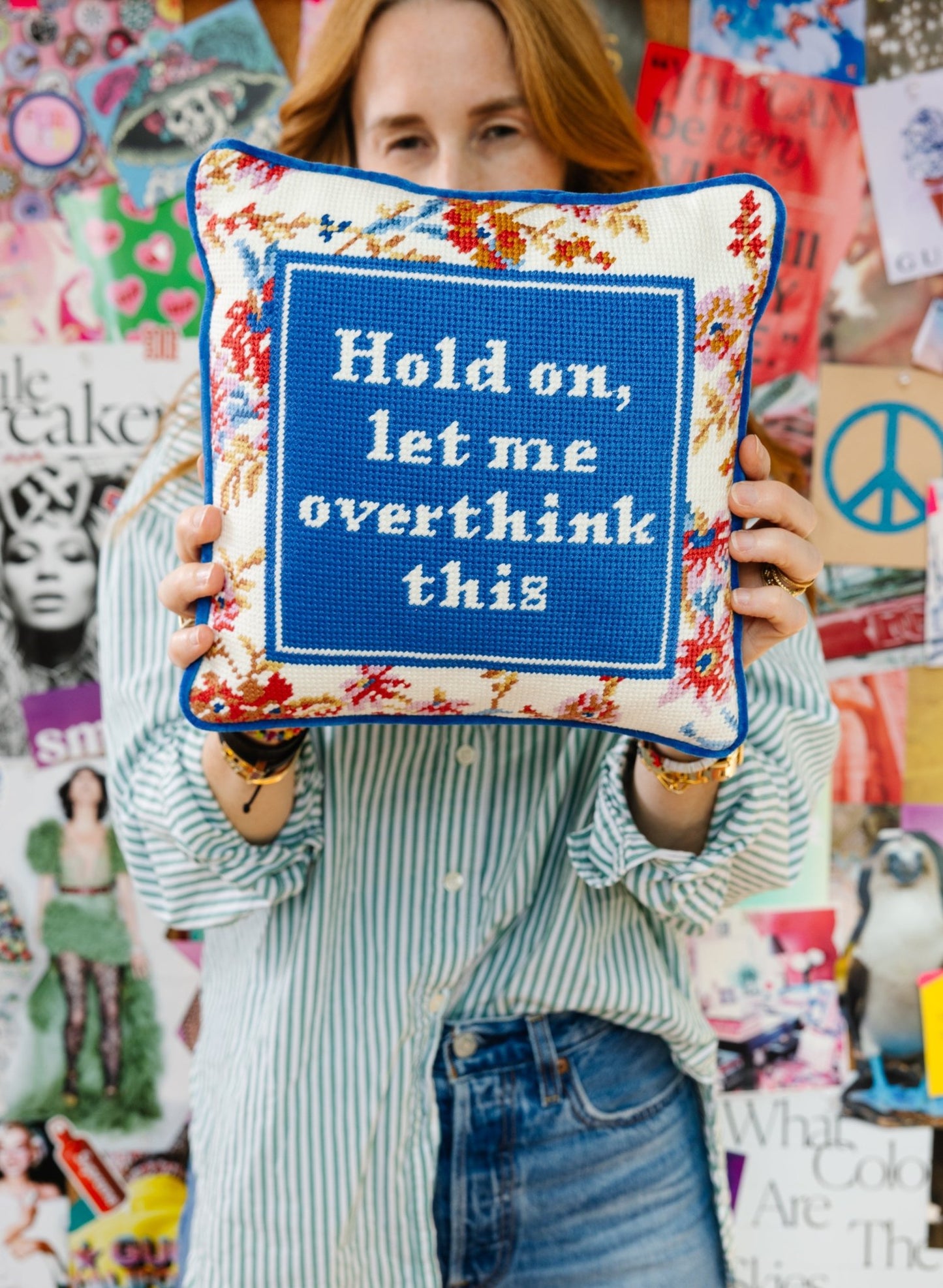 Overthink Needlepoint Pillow - themonogram manor