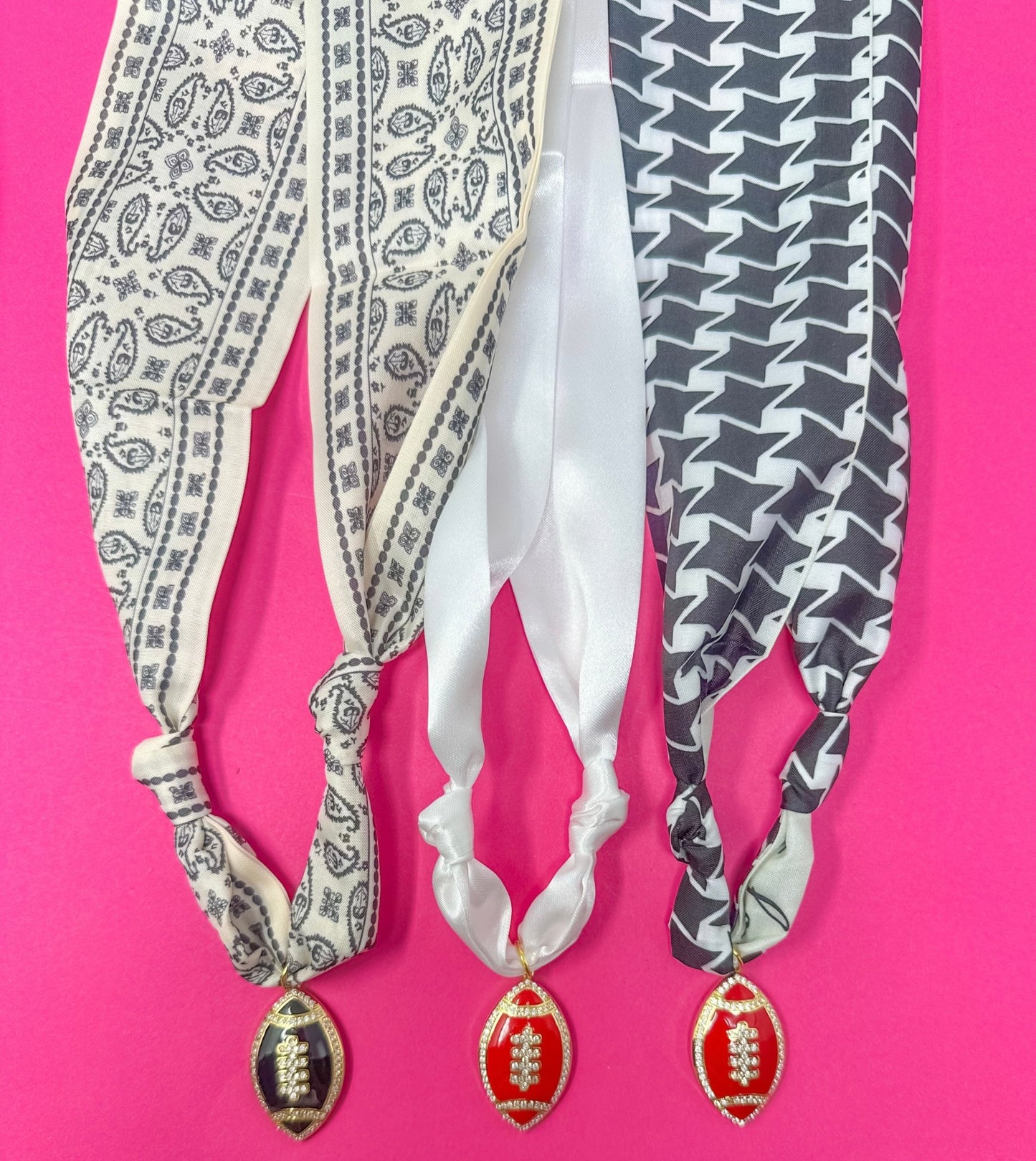 Game Day Scarf Charm Necklace - Black and White - themonogram manor