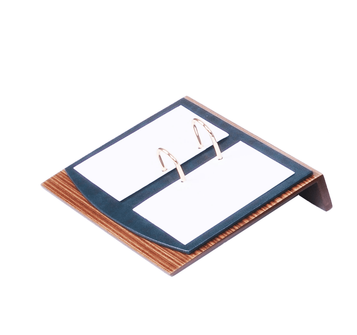 MOOG Star Leather Desk Set - Walnut Wood Combination - Double Document Tray - Brown - 11 PCS - themonogram manor