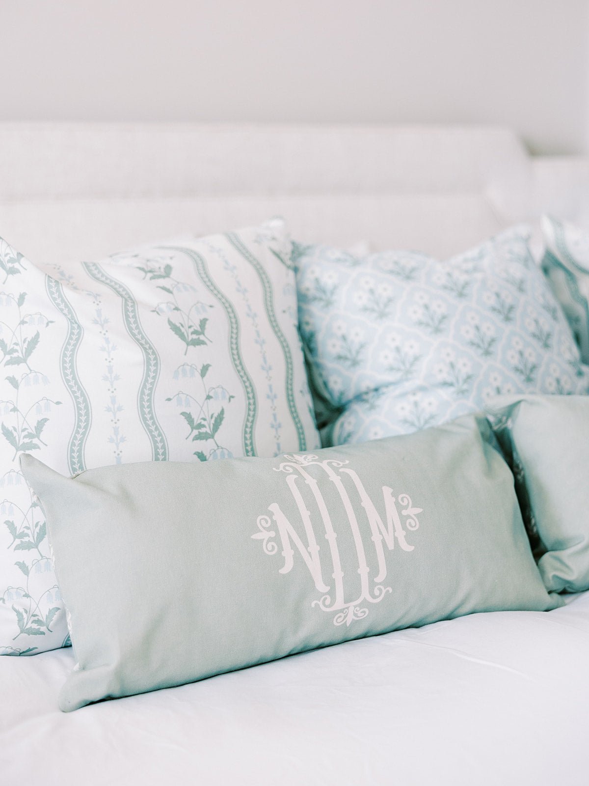 Wrapped in Lace x Nicole Speake Solid Bamboo Monogram Lumbar Pillow Cover - themonogram manor