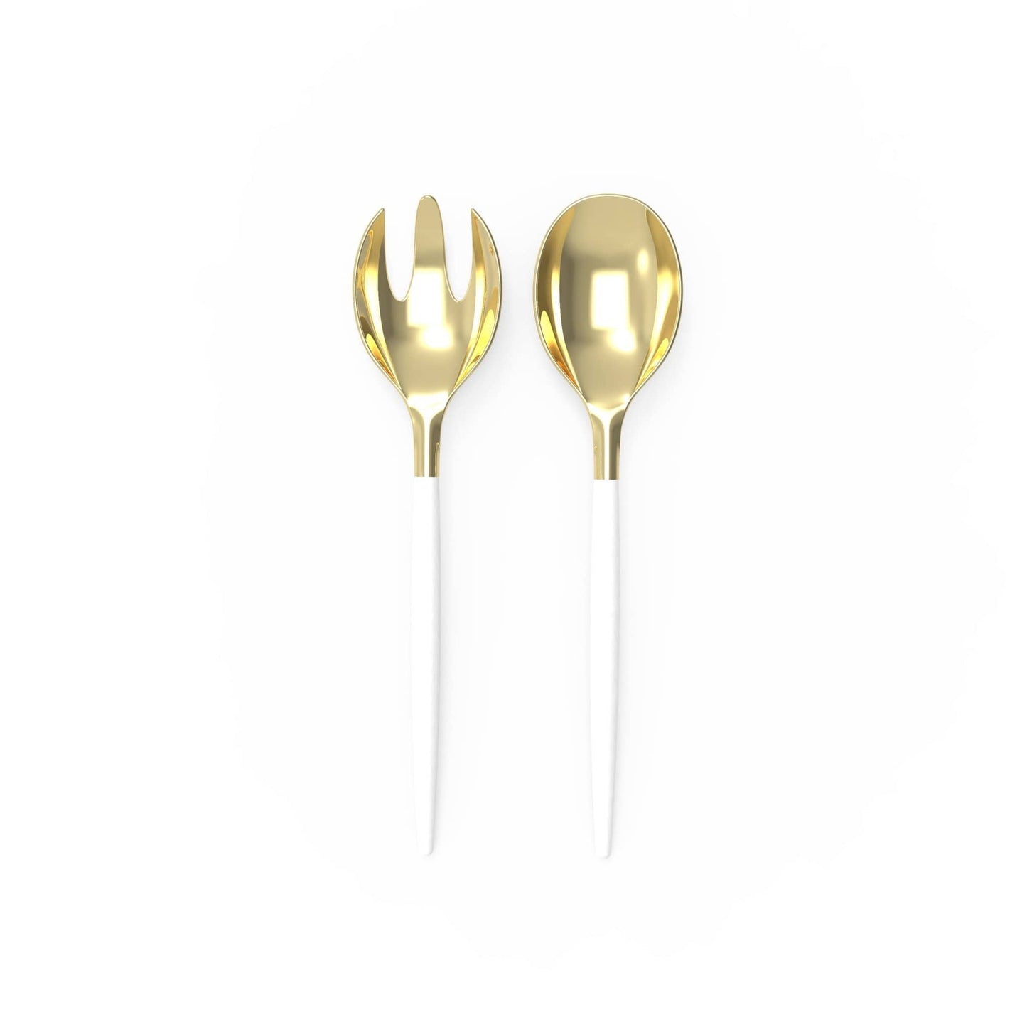 White / Gold Plastic Serving Fork • Spoon Set - themonogram manor