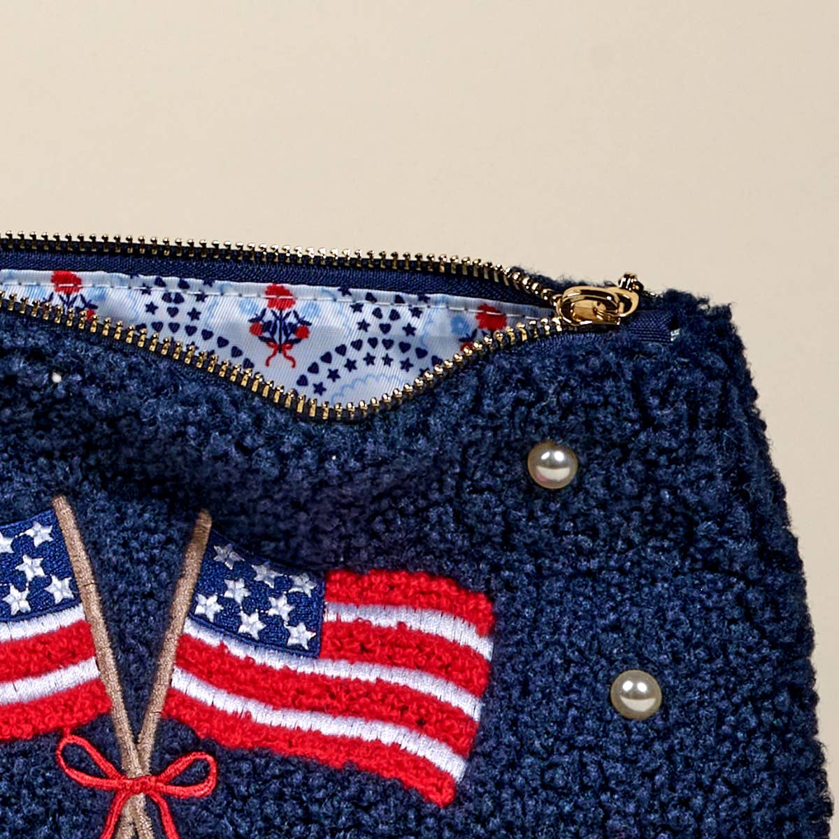 Teddy Pouch–American Flags - themonogram manor