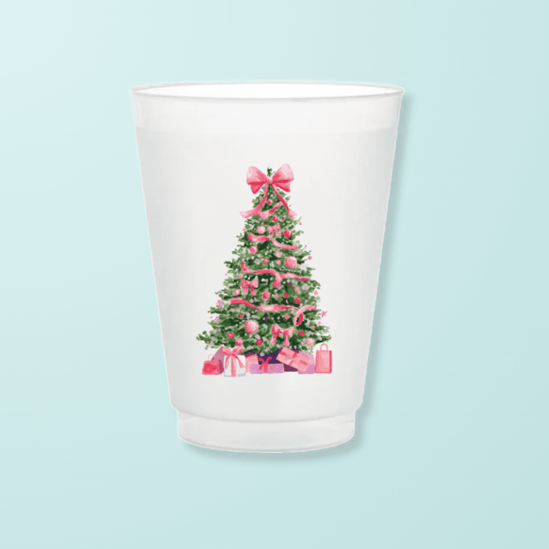 Pink Christmas Tree Frosted Cups - themonogram manor