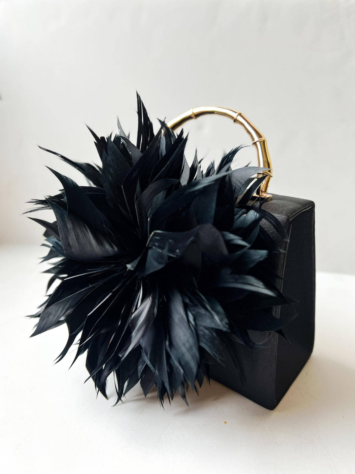 Black Faille Lulu with Gold Handle Handbag - Gold Charms- WS - themonogram manor