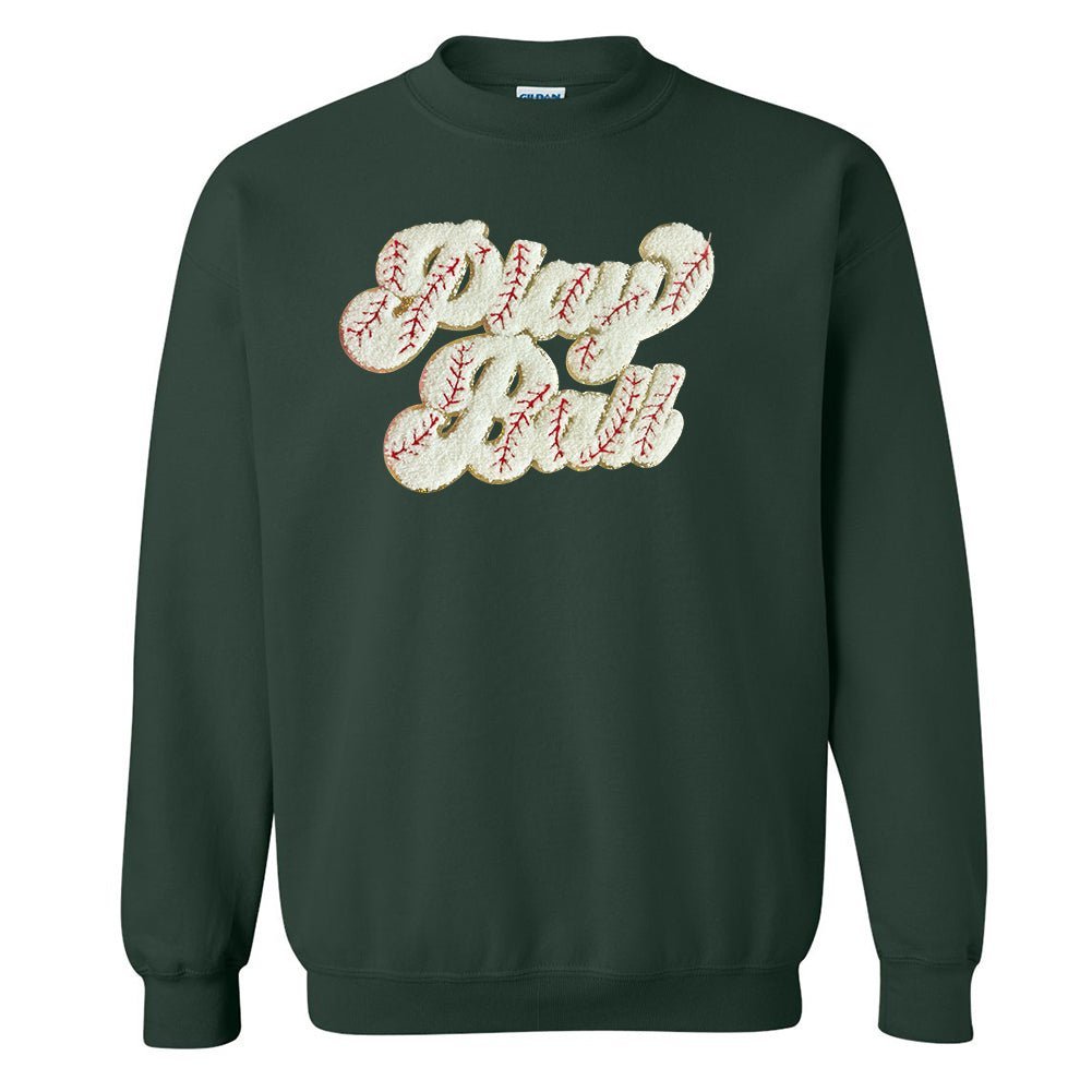 Play Ball Letter Patch Crewneck Sweatshirt - themonogram manor