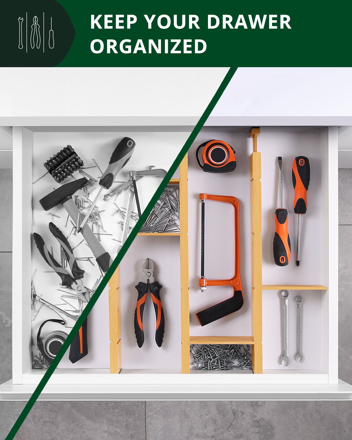 Drawer Dividers 22” with inserts, Natural - themonogram manor