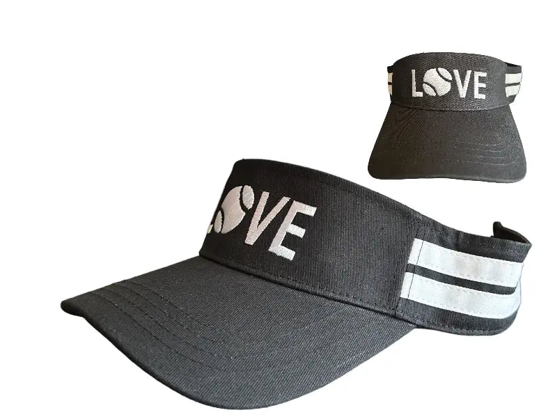 Striped Cotton Canvas LOVE Visor - Black with White LOVE - themonogram manor