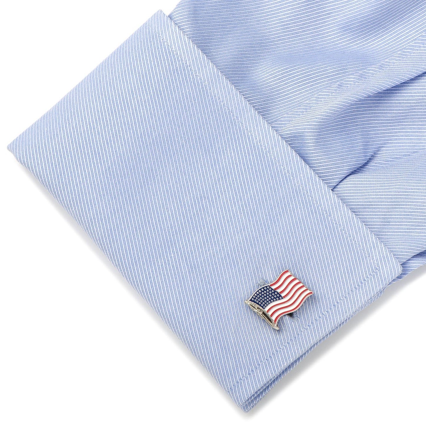 American Waving Flag Cufflinks and Tie Bar Gift Set - themonogram manor