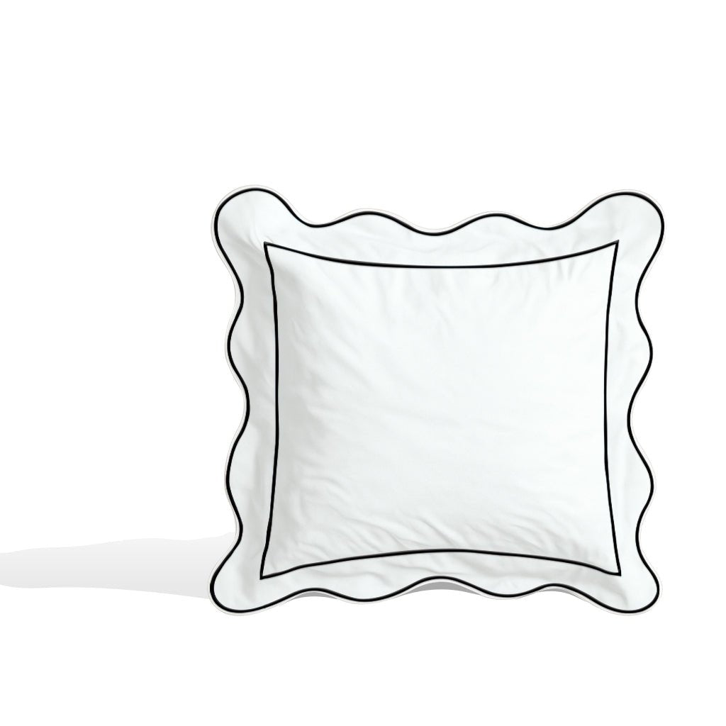 Monogram 400TC Cotton Scallop Embroidery & Border Sateen Solid Euro Sham - themonogram manor