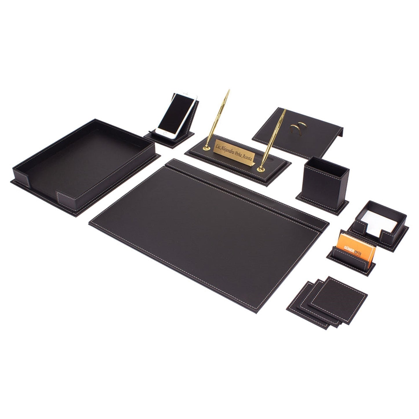 MOOG Luxury Desk Set - Single Document Tray - Brown - 13 PCS - themonogram manor