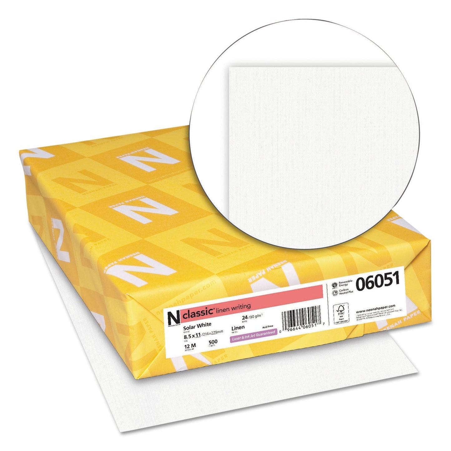 Neenah Paper CLASSIC Linen Stationery, 97 Bright, 24 lb Bond Weight, 8.5 x 11, Solar White, 500/Ream - themonogram manor