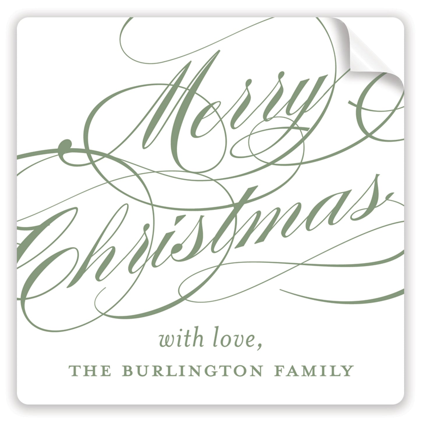 sage christmas script holiday stickers - themonogram manor