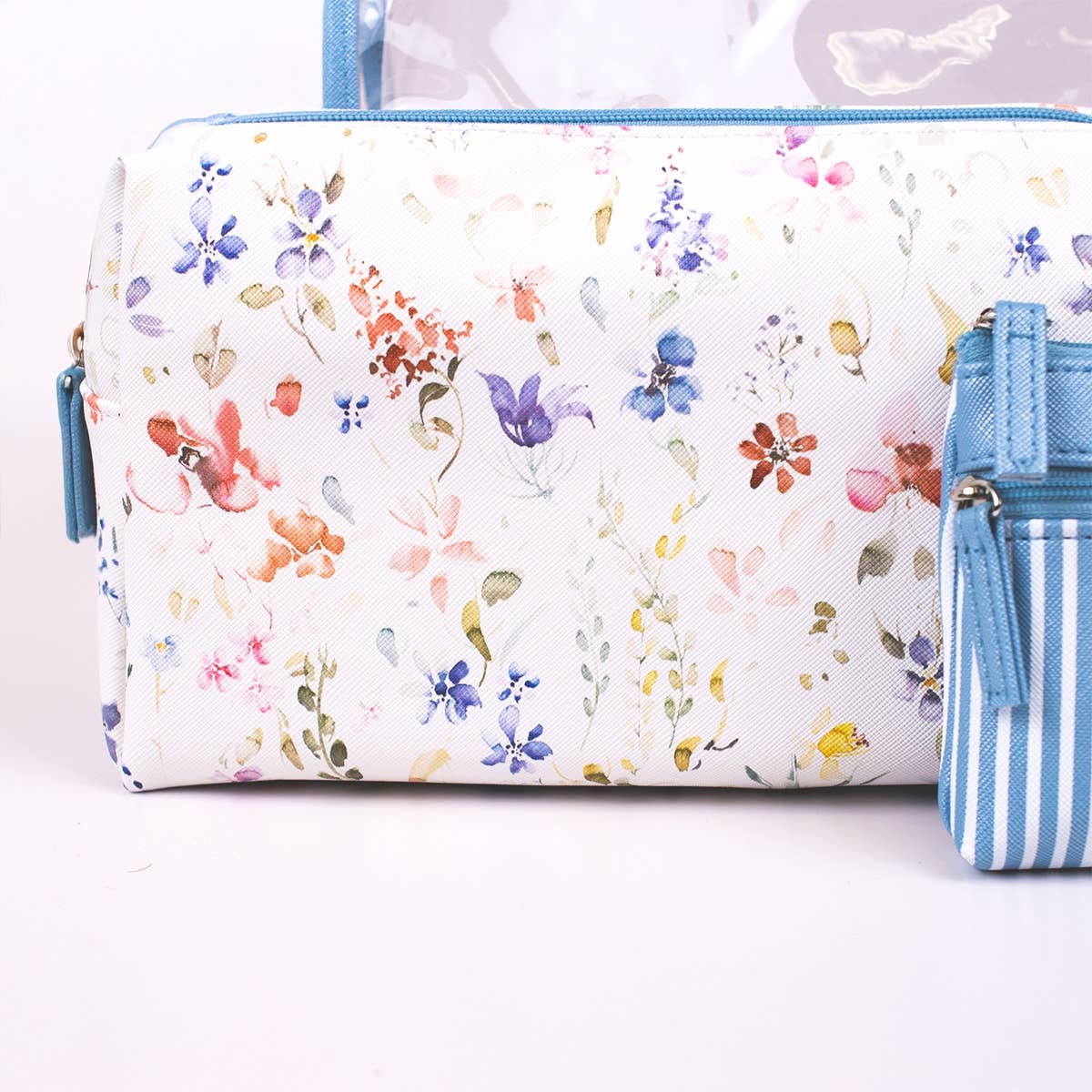 Nora Travel Cosmetic Set Blue/Multi 12x8.25x3.5 Set of 3 - themonogram manor