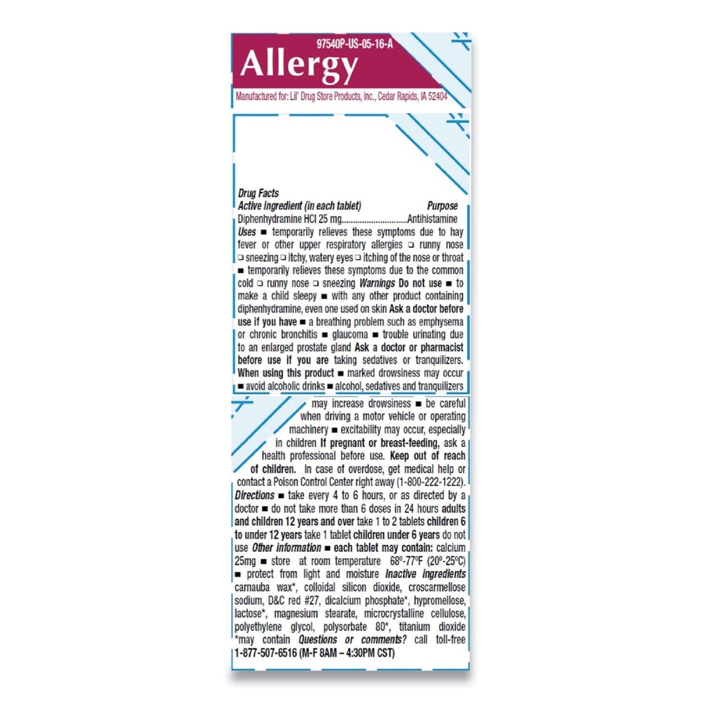 Lil' Drugstore Allergy Relief Tablets, Refill Pack, Two Tablets/Packet, 50 Packets/Box - themonogram manor