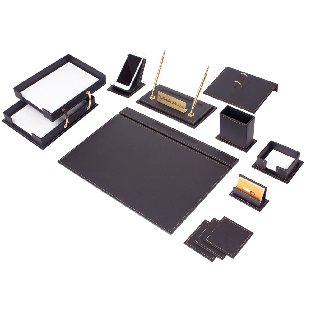 MOOG Luxury Desk Set - Double Document Tray - Black - 13 PCS - themonogram manor
