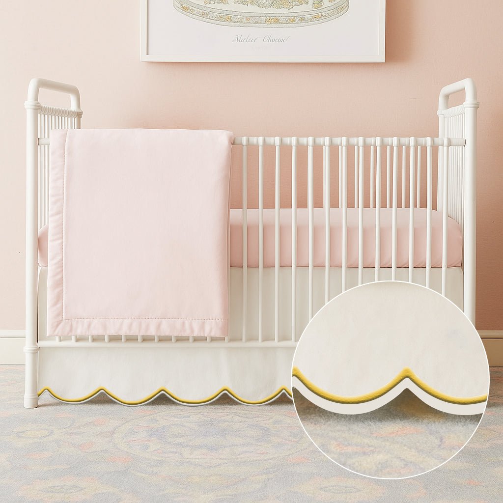 Scallop Embroidery Cotton Crib Skirt - themonogram manor