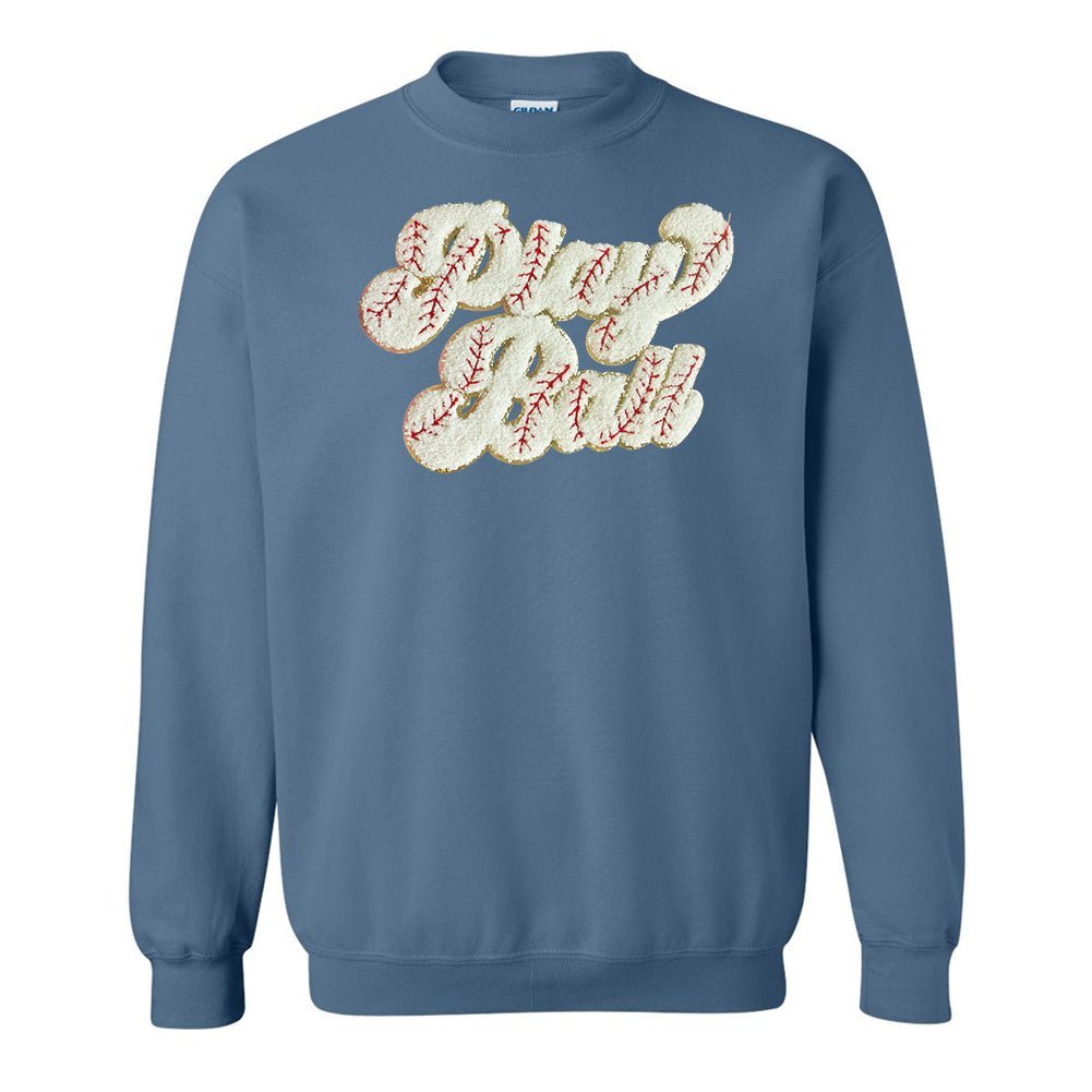 Play Ball Letter Patch Crewneck Sweatshirt - themonogram manor