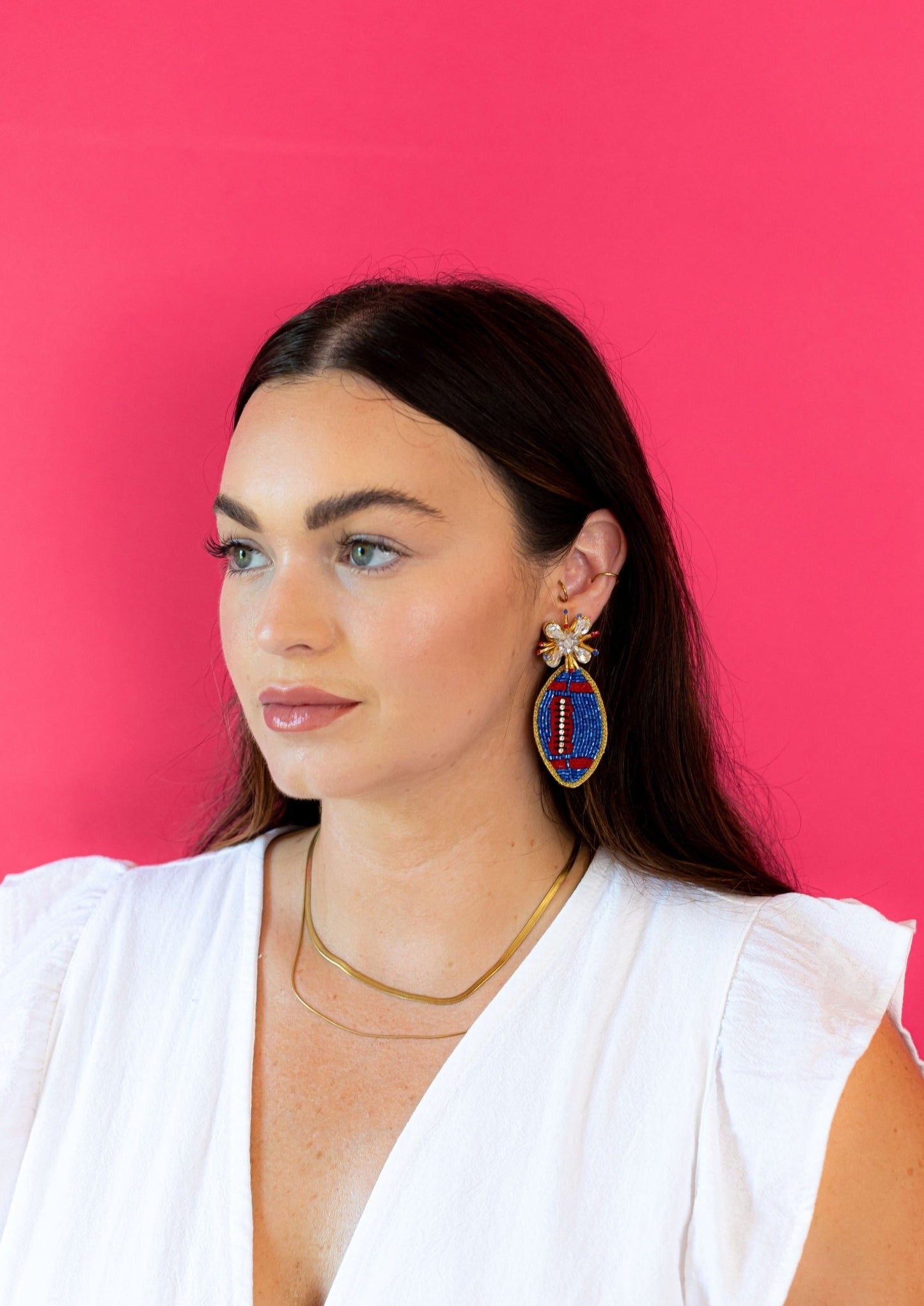 Football Burst Earrings - Blue and Red - themonogram manor