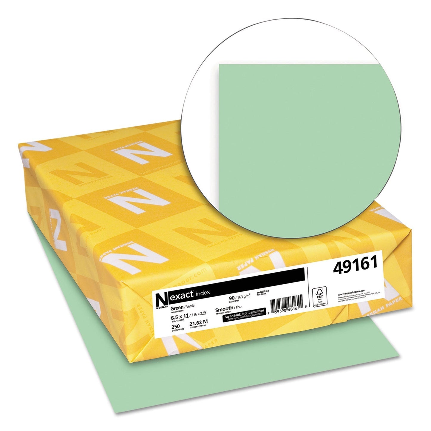 Neenah Paper Exact Index Card Stock, 90 lb Index Weight, 8.5 x 11, Green, 250/Pack - themonogram manor