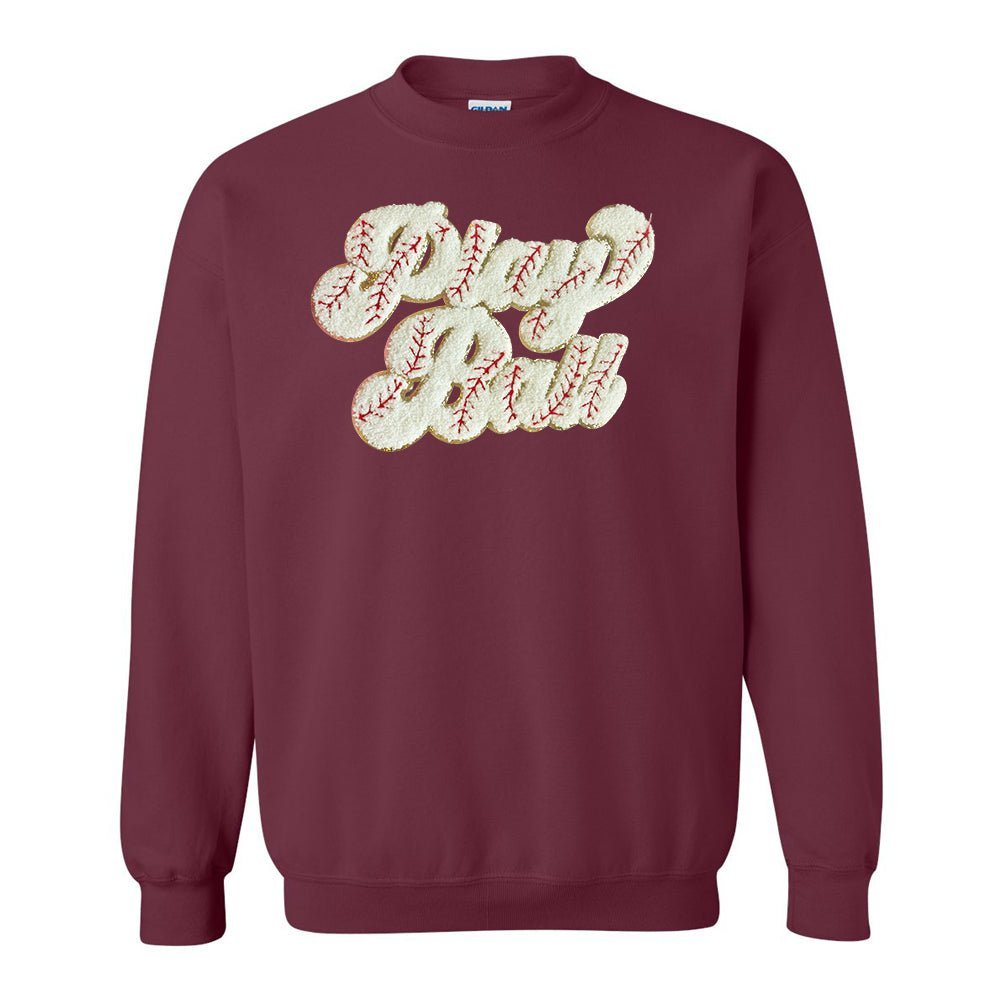 Play Ball Letter Patch Crewneck Sweatshirt - themonogram manor