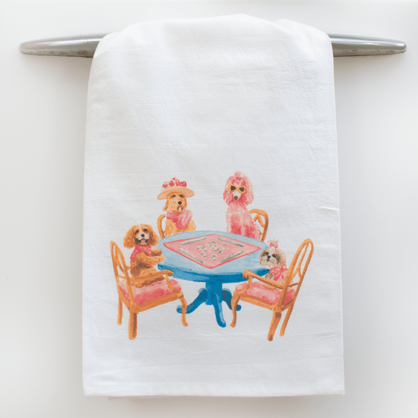 Dogs Playing Mahjong Tea Towel - themonogram manor