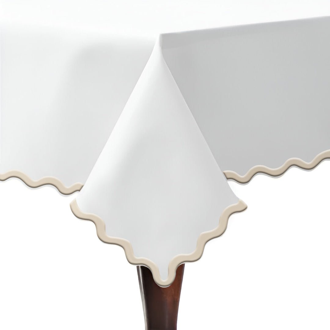 Applique Scalloped Embroidery Cotton Table Cloth - themonogram manor