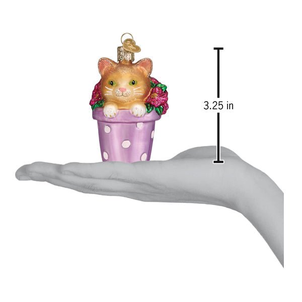 Kitten In Flower Pot Ornament - themonogram manor