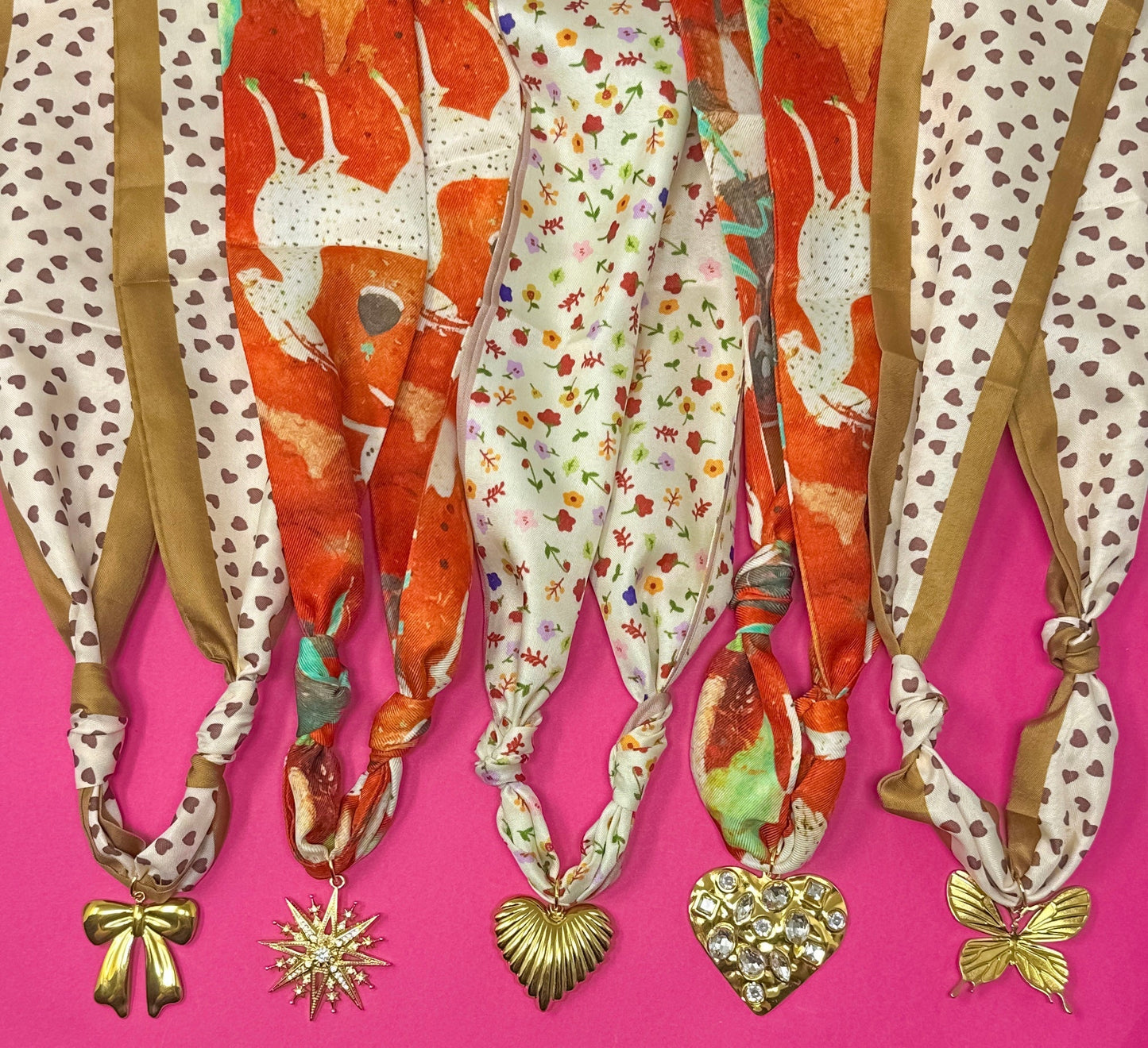 Fall Scarf Necklaces - Nude, Orange, Browns - themonogram manor