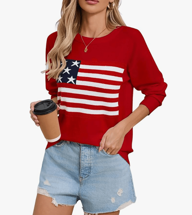 USA Flag Long Sleeve Knit Top - themonogram manor