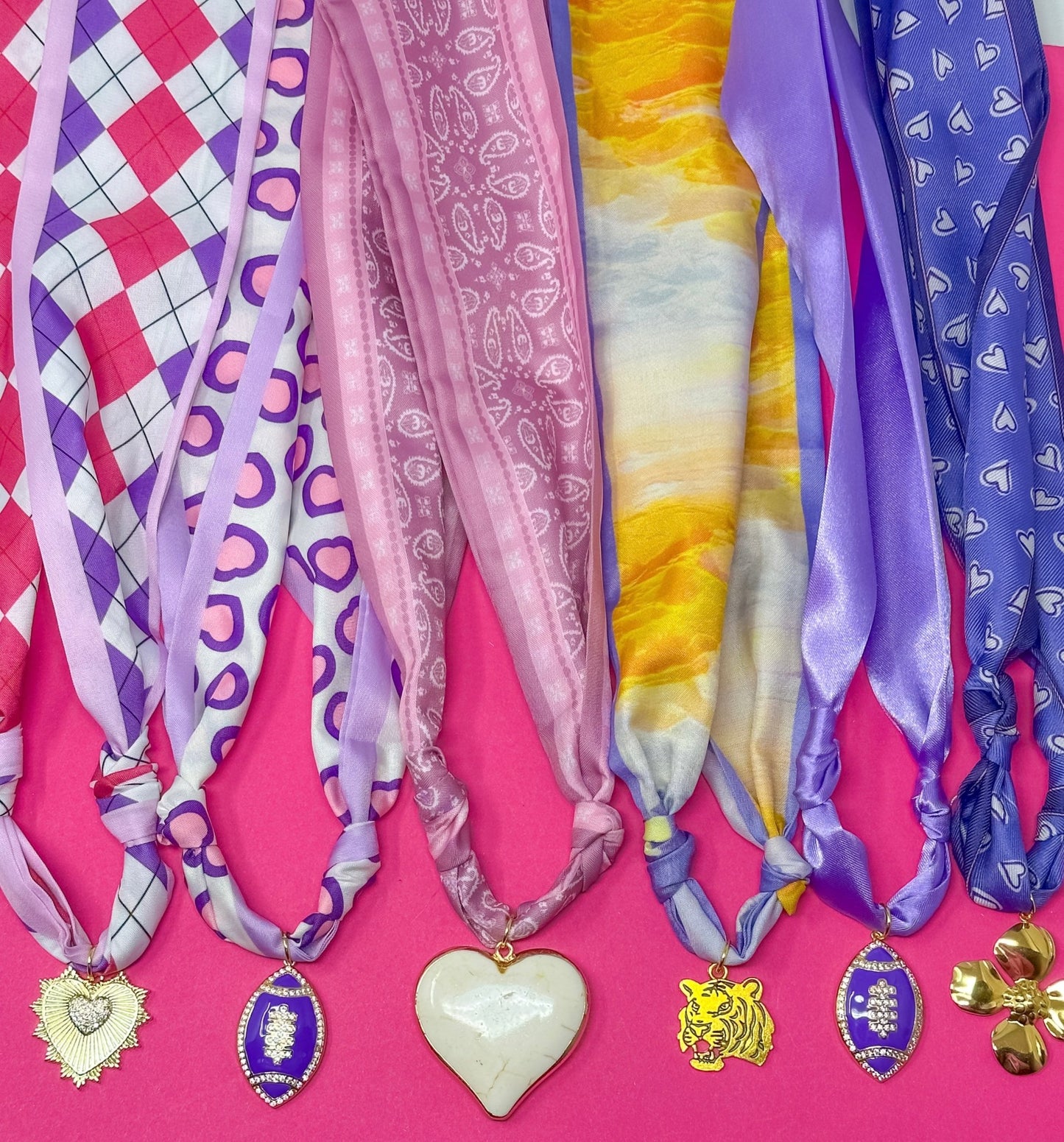 Game Day Scarf Charm Necklace - Purple and Gold - themonogram manor