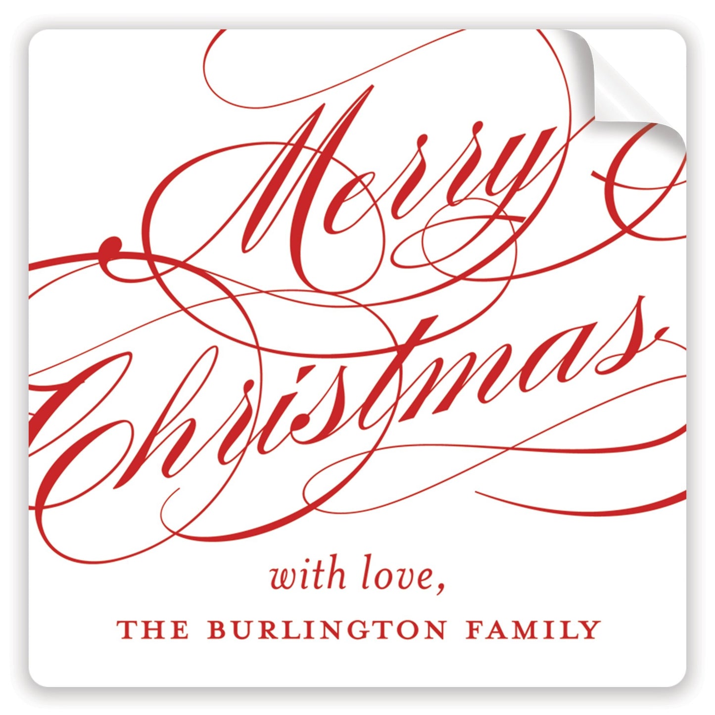 red christmas script holiday stickers - themonogram manor