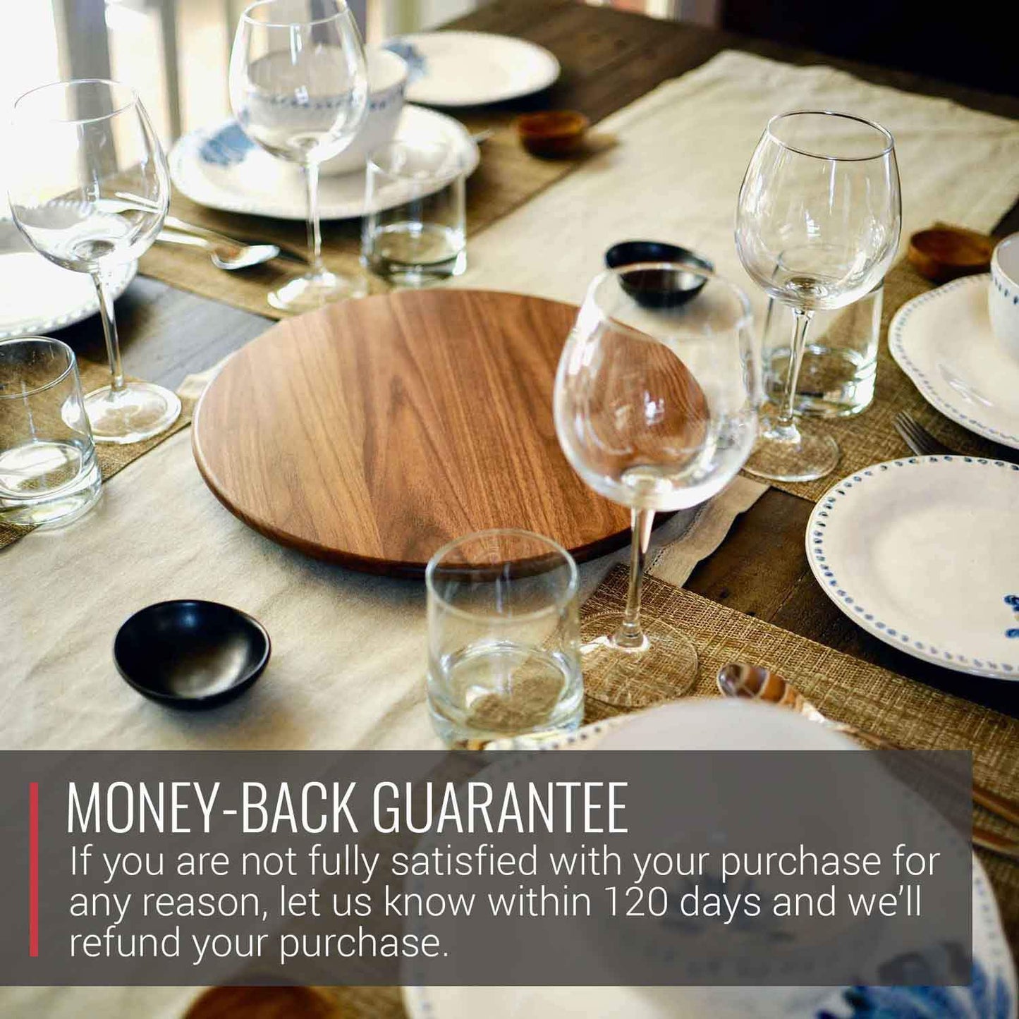Walnut Wood Lazy Susan Centerpiece - themonogram manor