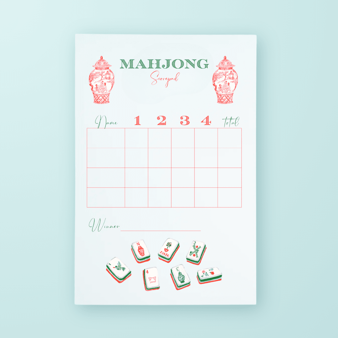 Mahjong Scorecard Pad - Nantucket Tiles - themonogram manor