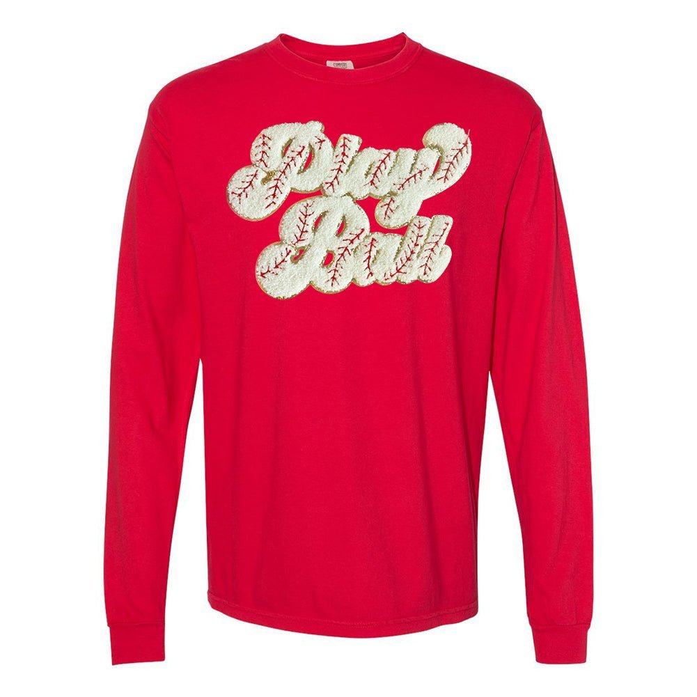 Play Ball Letter Patch Long Sleeve T-Shirt - themonogram manor