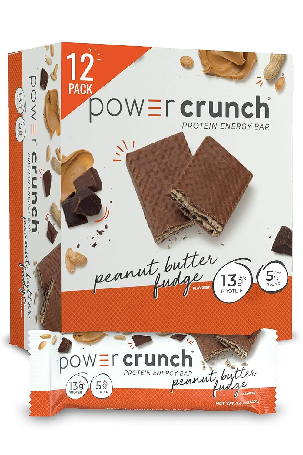 Power Crunch Protein Wafer Bars Peanut Butter Fudge 1.4 oz 12ct - themonogram manor