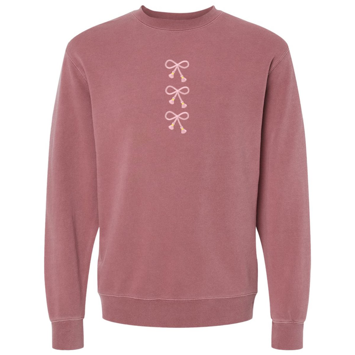 Embroidered Tasseled 'Bows' Cozy Crew - themonogram manor