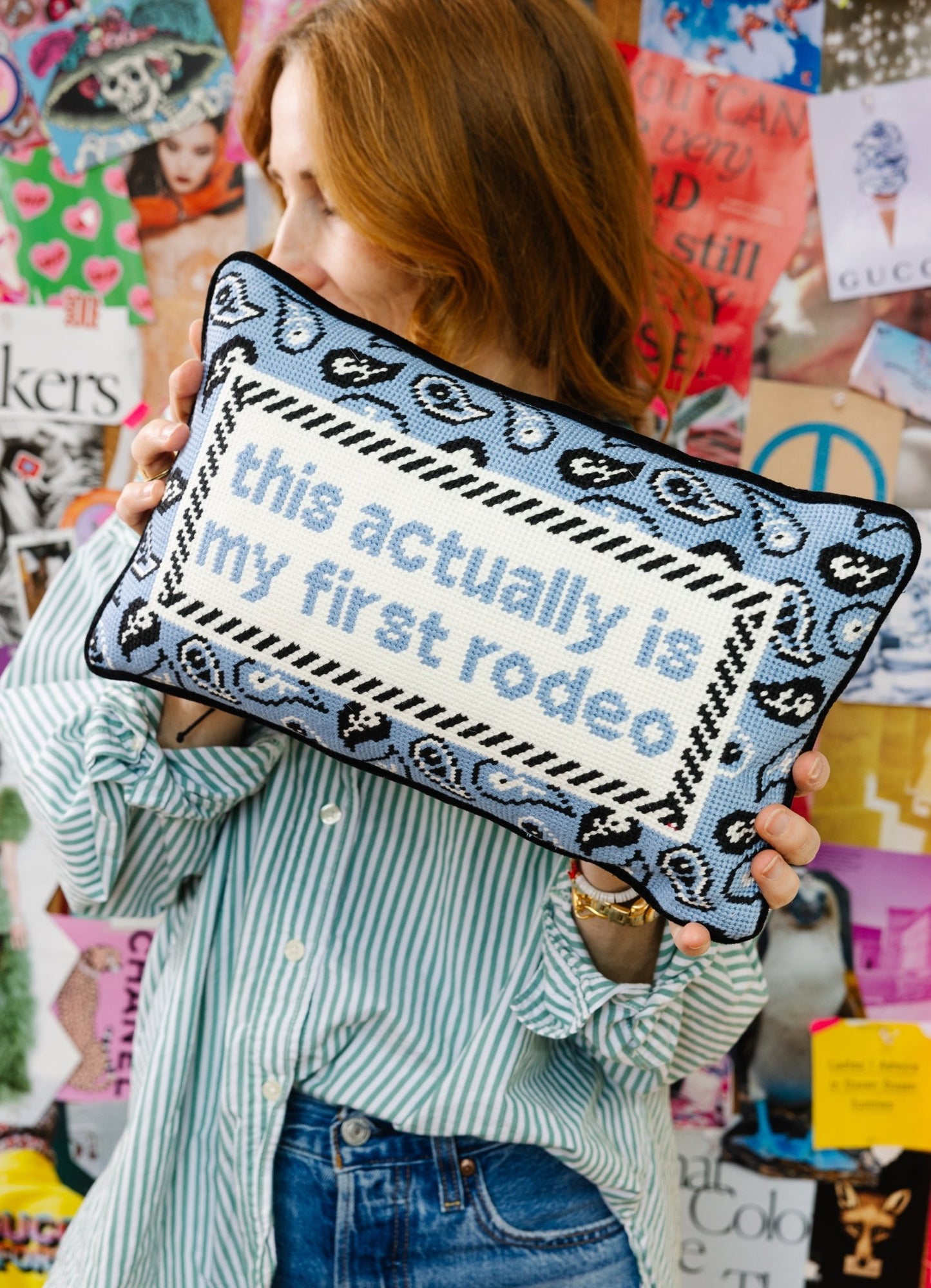 First Rodeo Needlepoint Pillow - themonogram manor