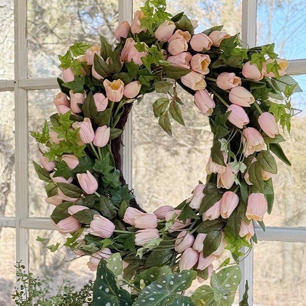 Faux Soft Pink Tulip Wreath - themonogram manor