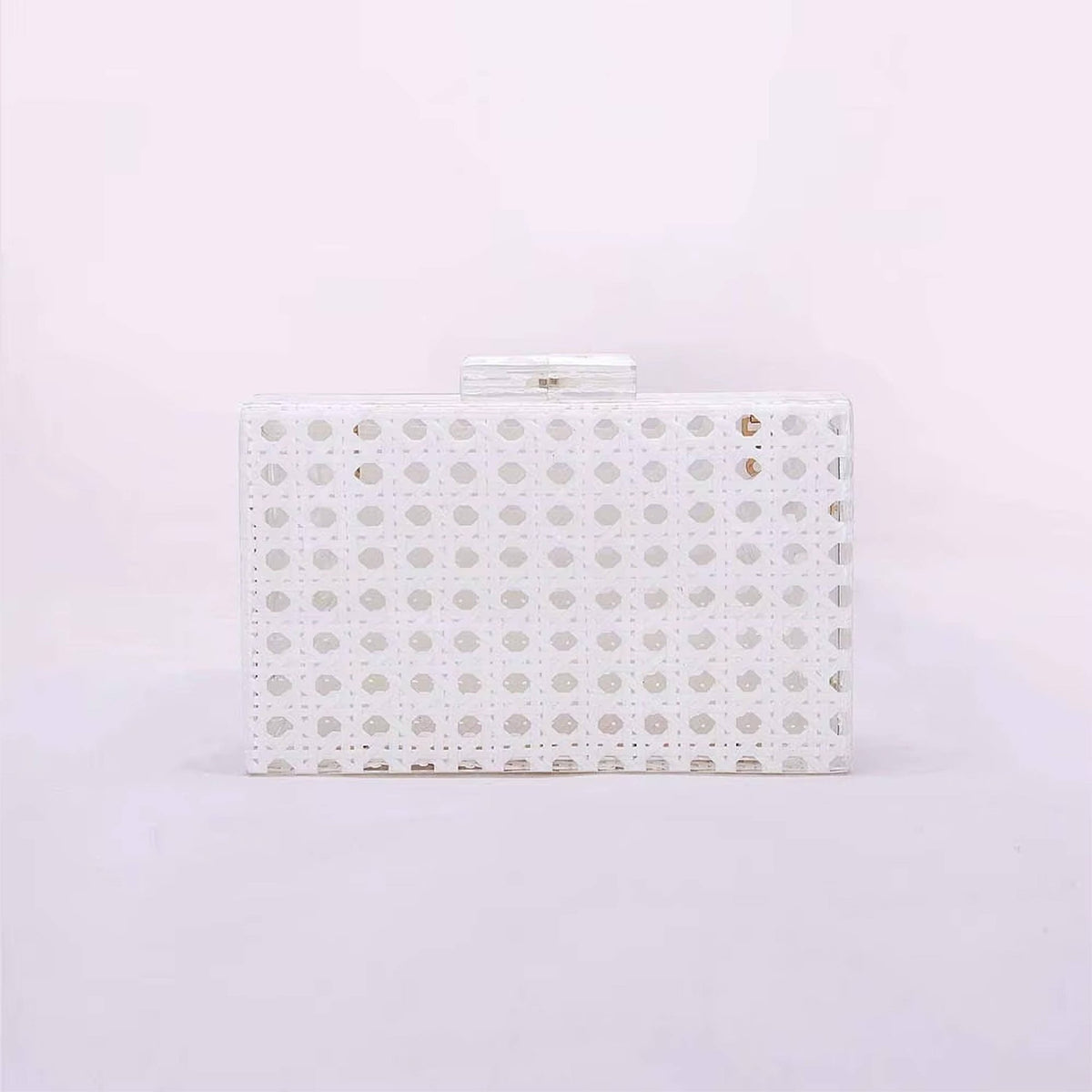 Clear Box Clutch- White Cane - themonogram manor
