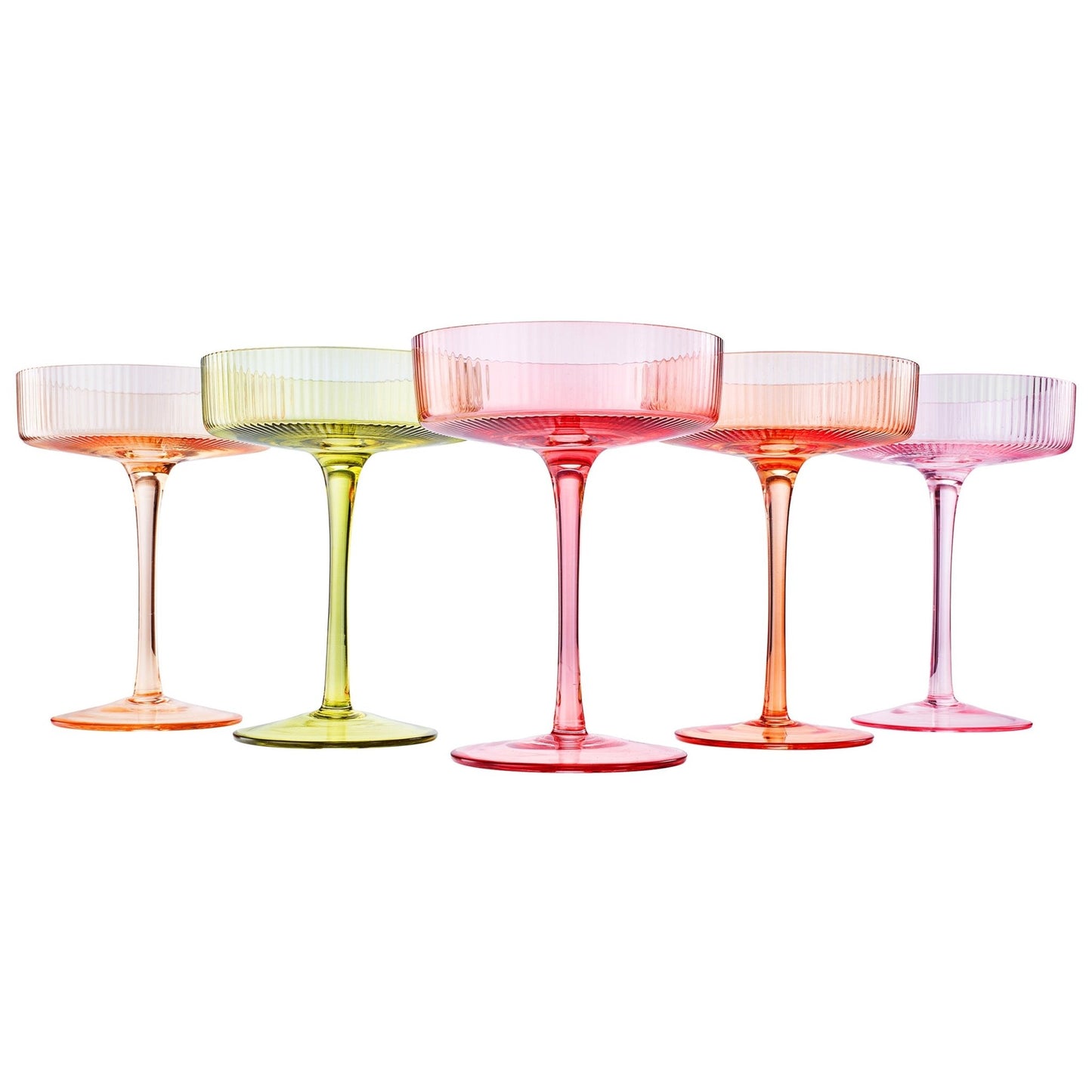 Como Ribbed Champagne Coupe Cocktail Glassware, Set of 5 - themonogram manor