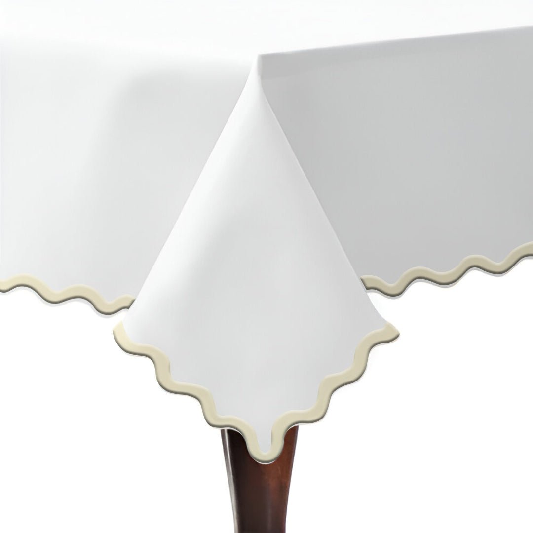 Applique Scalloped Embroidery Cotton Table Cloth - themonogram manor