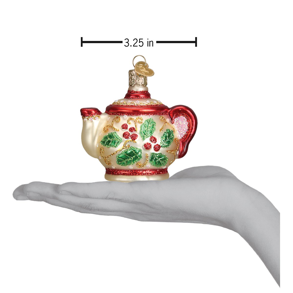 Holly Teapot Ornament - themonogram manor