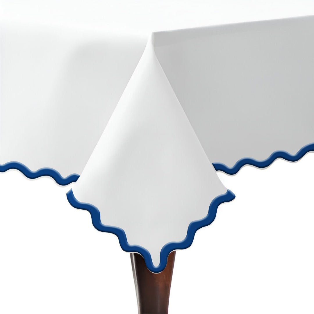 Applique Scalloped Embroidery Cotton Table Cloth - themonogram manor